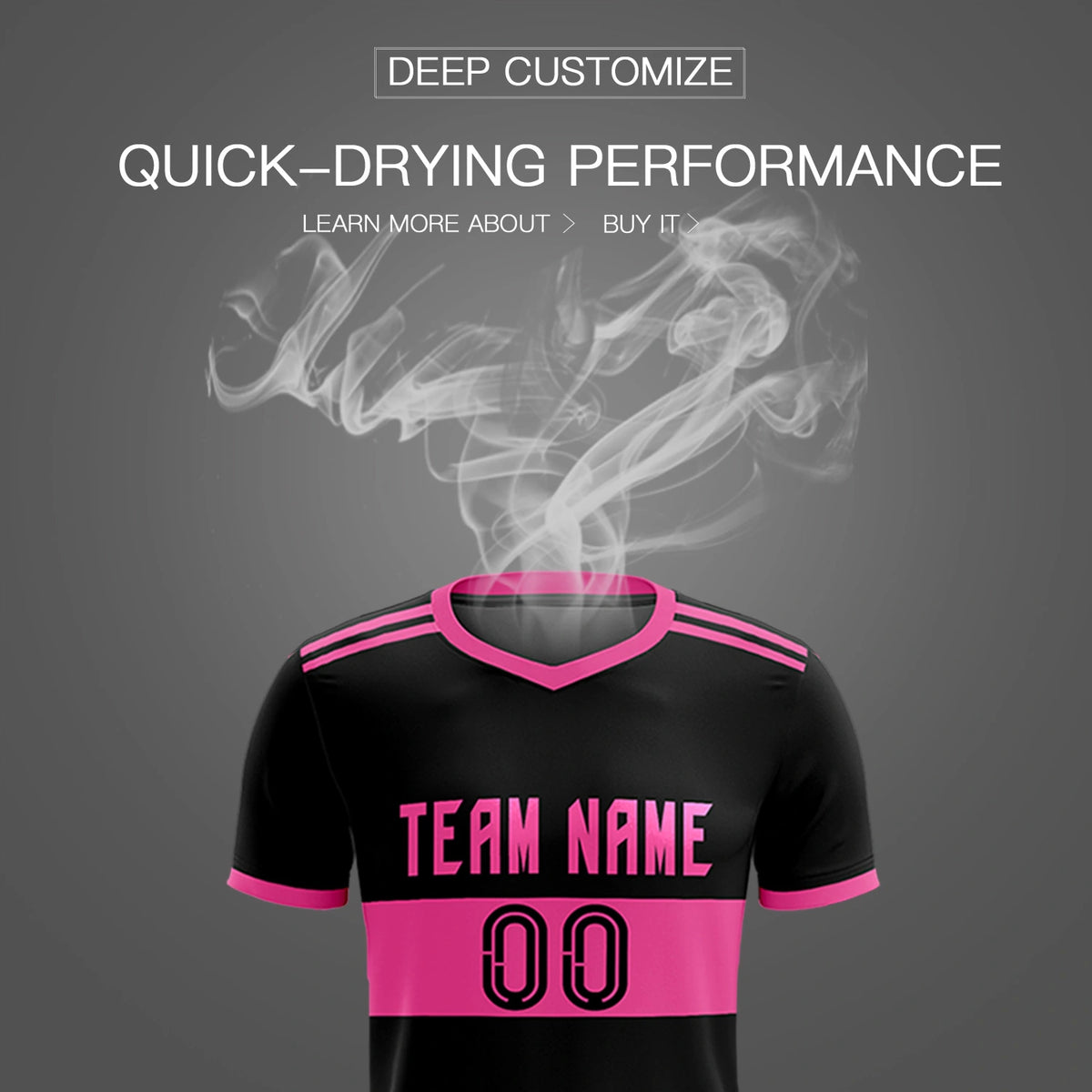 Custom Black Pink Breathable Soccer Sets Jersey