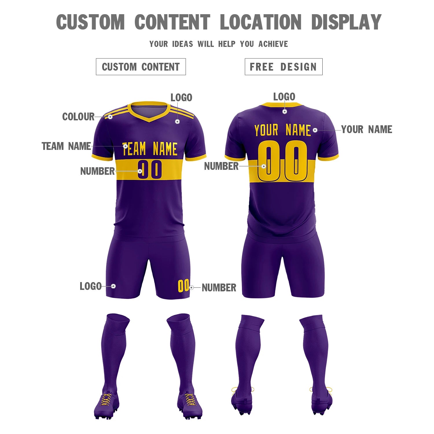 Custom Purple-Gold 01 Breathable Soccer Sets Jersey