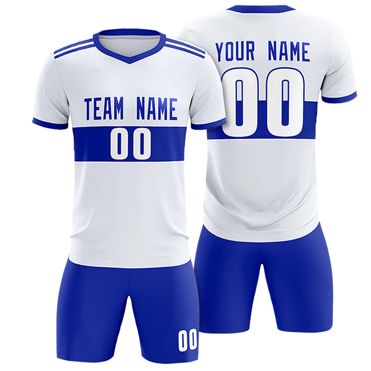 Custom White-Royal Blue Breathable Soccer Sets Jersey