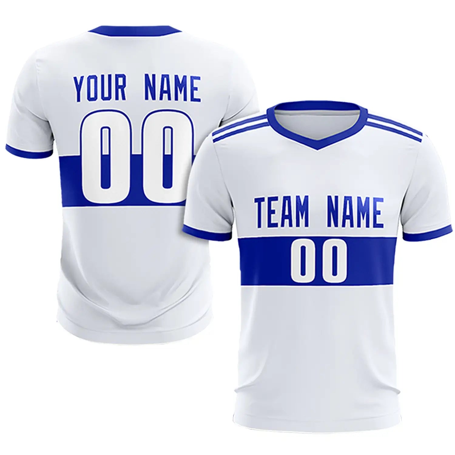 Custom White-Royal Blue Breathable Soccer Sets Jersey