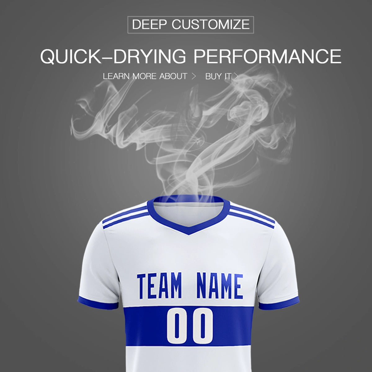 Custom White-Royal Blue Breathable Soccer Sets Jersey