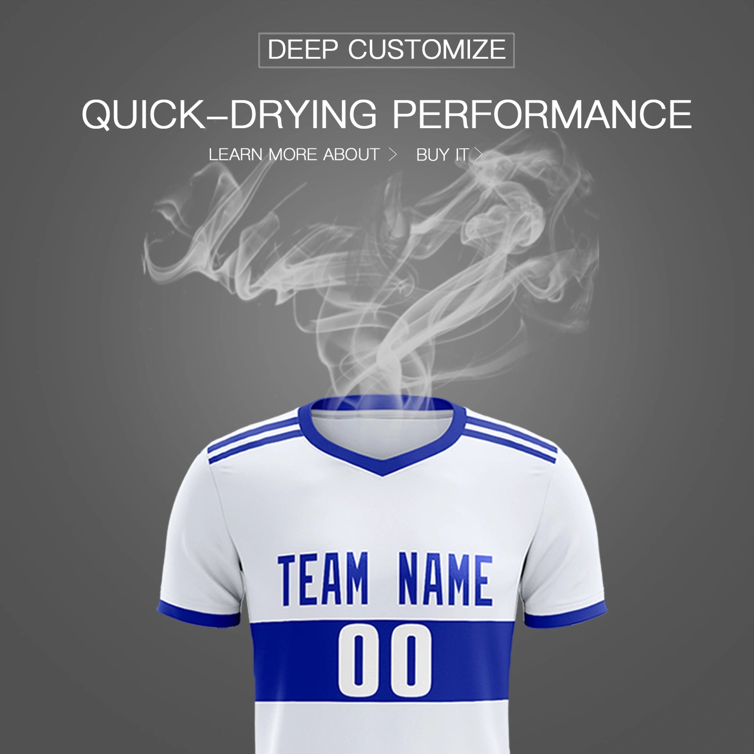 Custom White-Royal Blue Breathable Soccer Sets Jersey