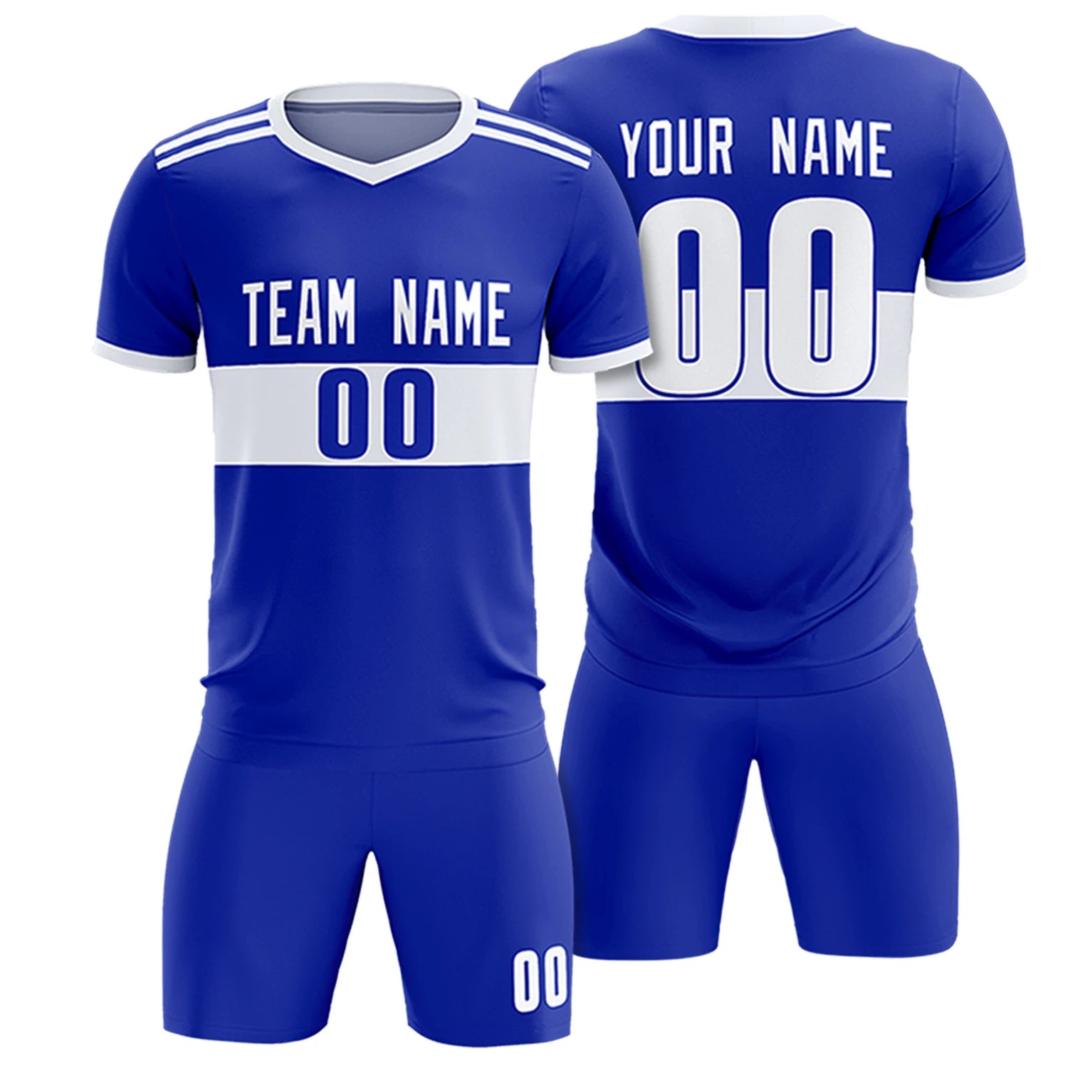Custom Royal Blue-White Breathable Soccer Sets Jersey