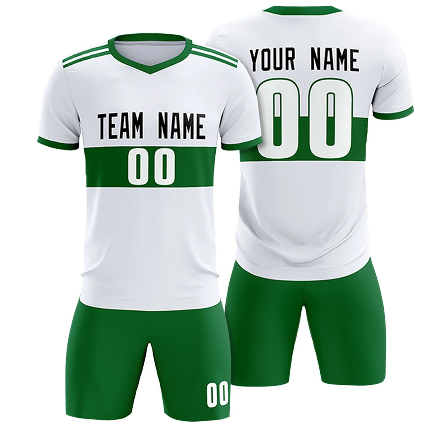 Custom White-Kelly Green Breathable Soccer Sets Jersey