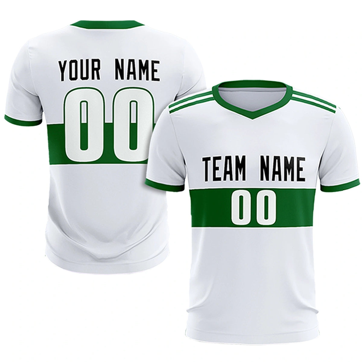 Custom White-Kelly Green Breathable Soccer Sets Jersey
