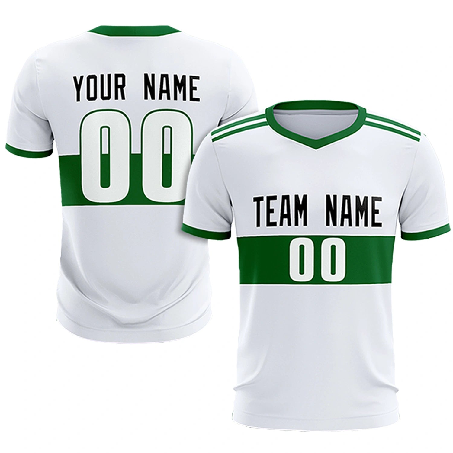 Custom White-Kelly Green Breathable Soccer Sets Jersey