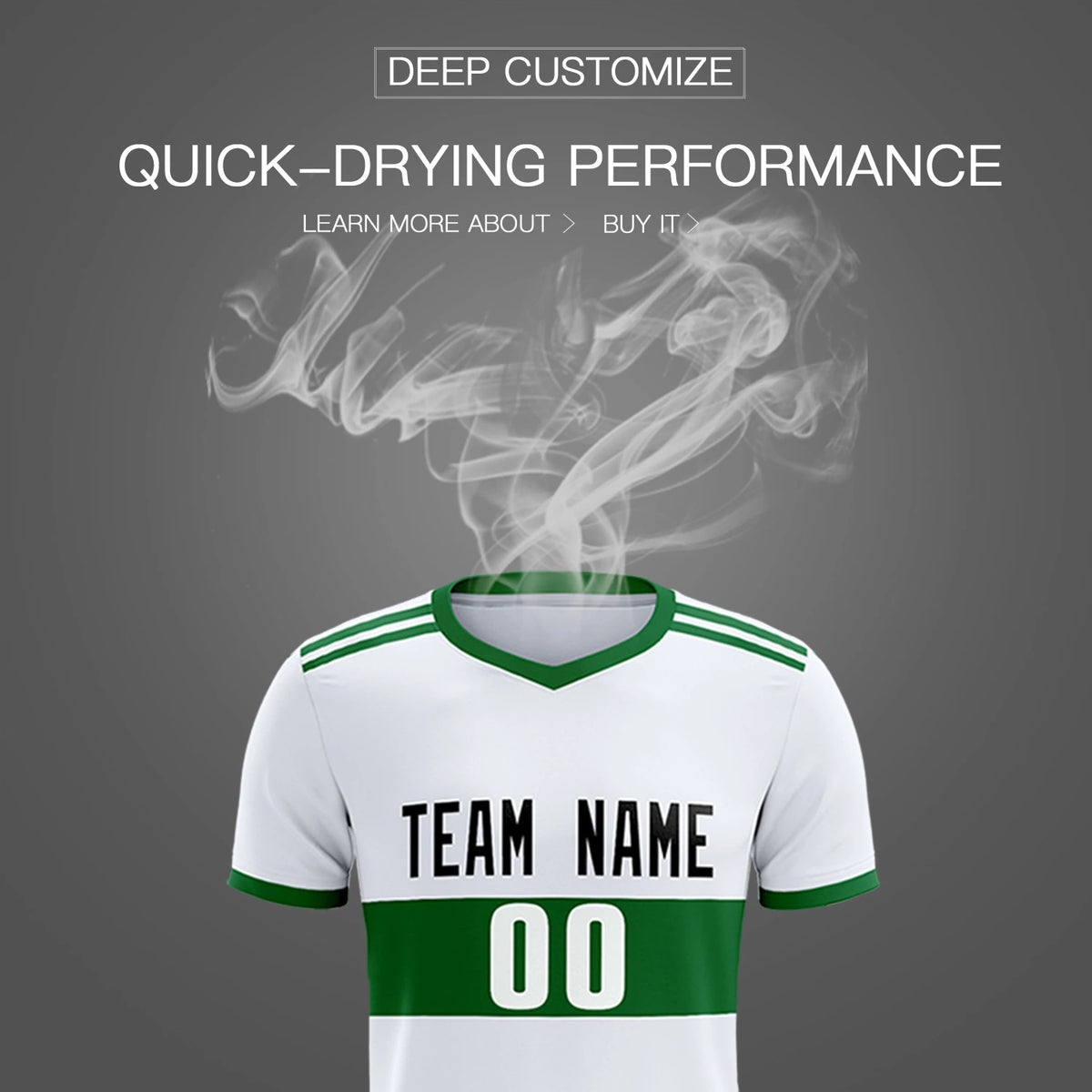 Custom White-Kelly Green Breathable Soccer Sets Jersey