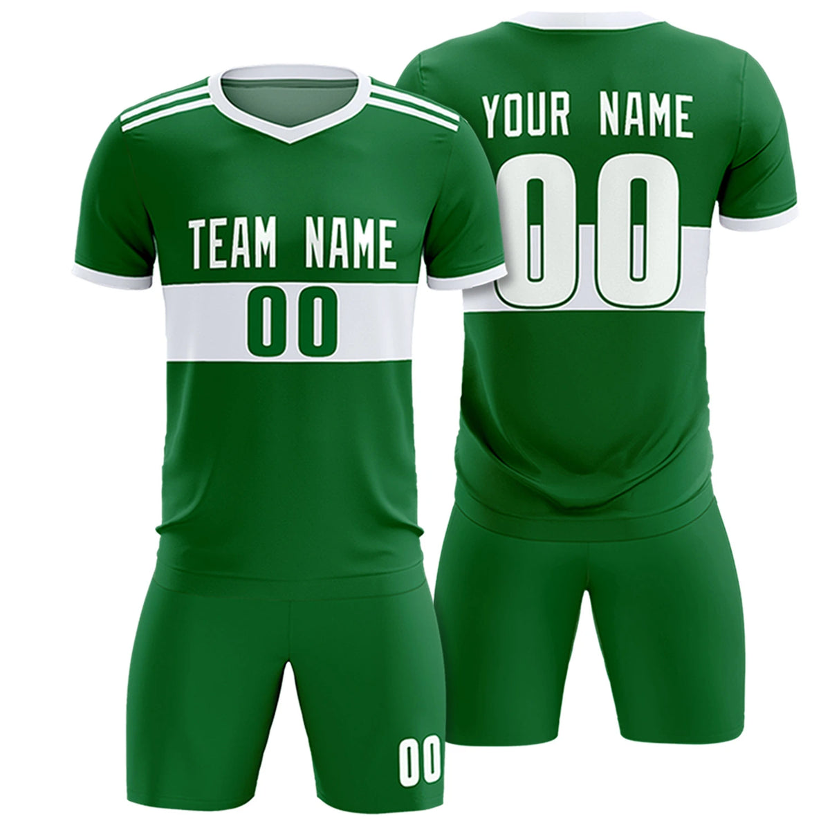 Custom Kelly Green-White Breathable Soccer Sets Jersey