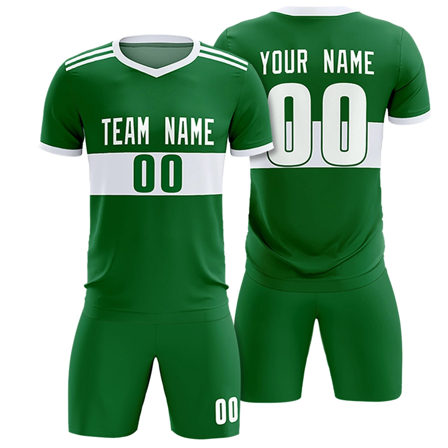 Custom Kelly Green-White Breathable Soccer Sets Jersey