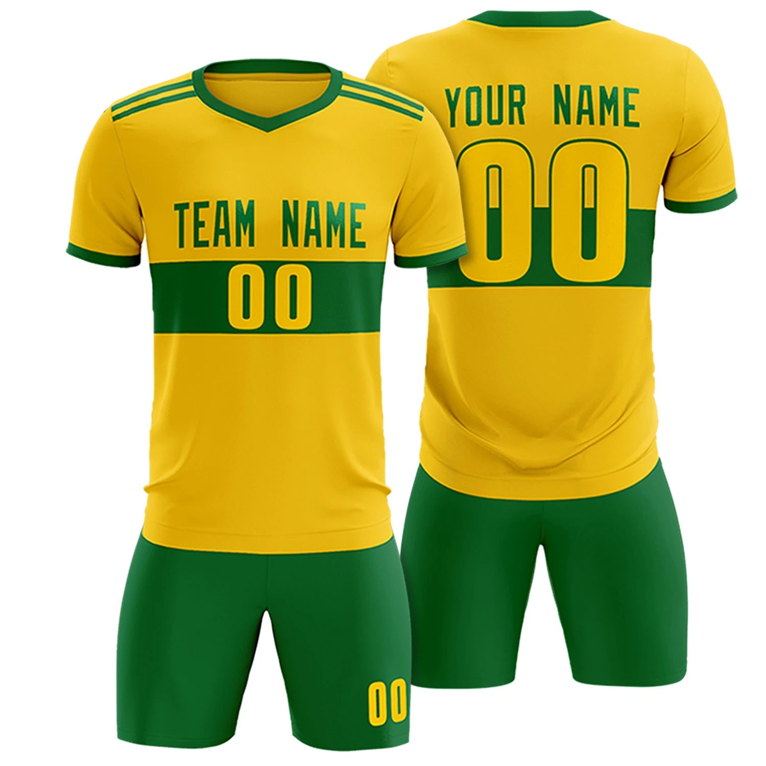 Custom Gold 01-Kelly Green Breathable Soccer Sets Jersey