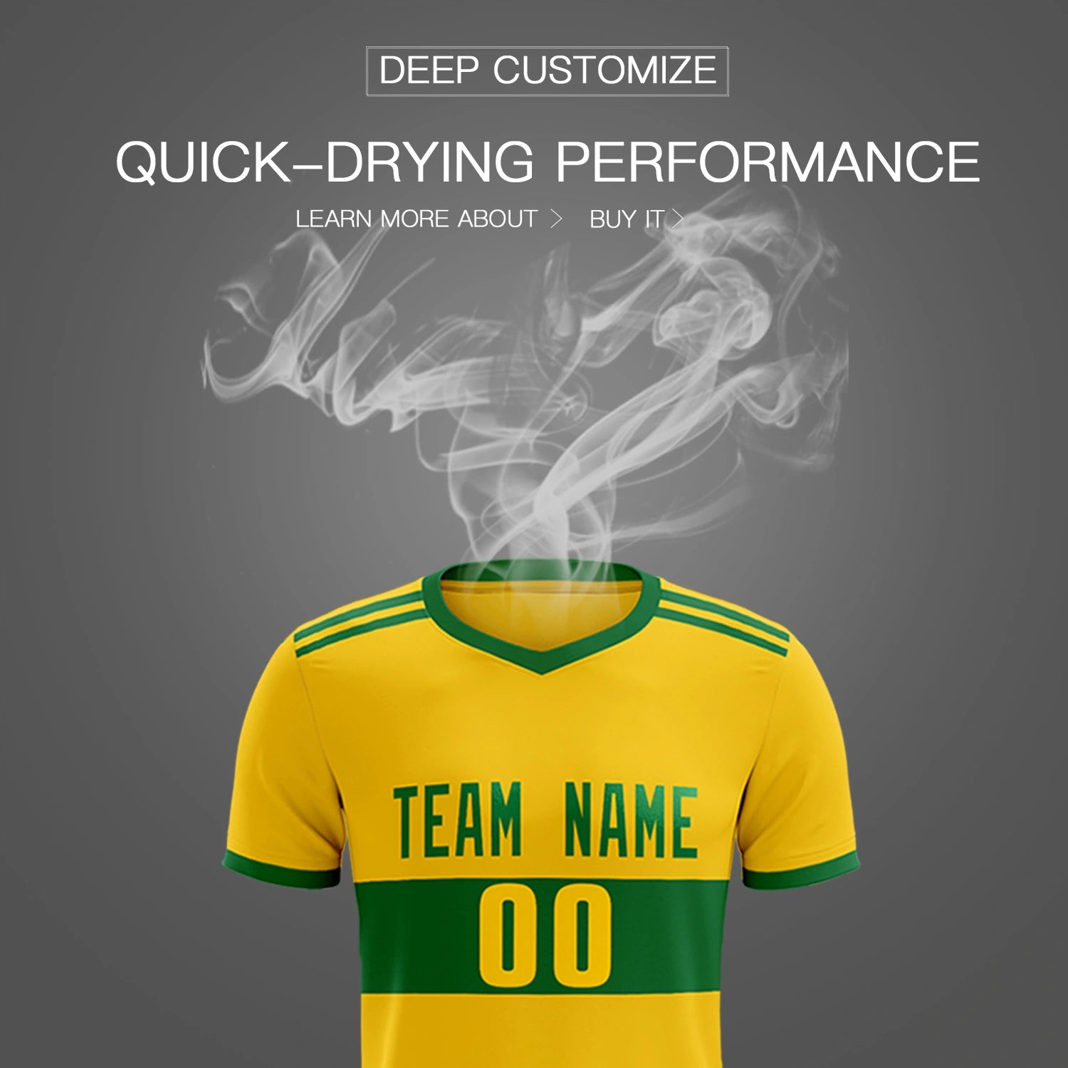 Custom Gold 01-Kelly Green Breathable Soccer Sets Jersey