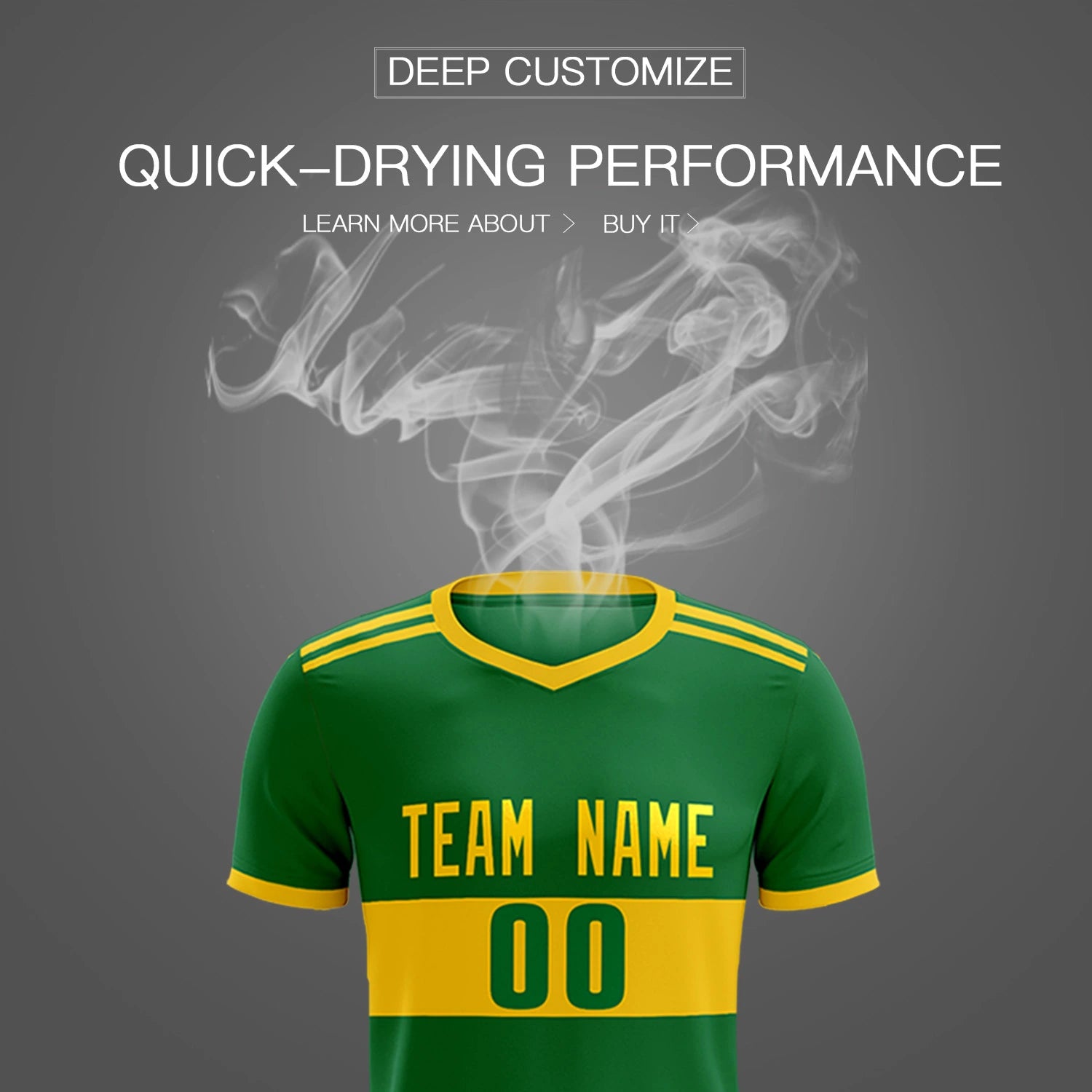 Custom Kelly Green-Gold 01 Breathable Soccer Sets Jersey