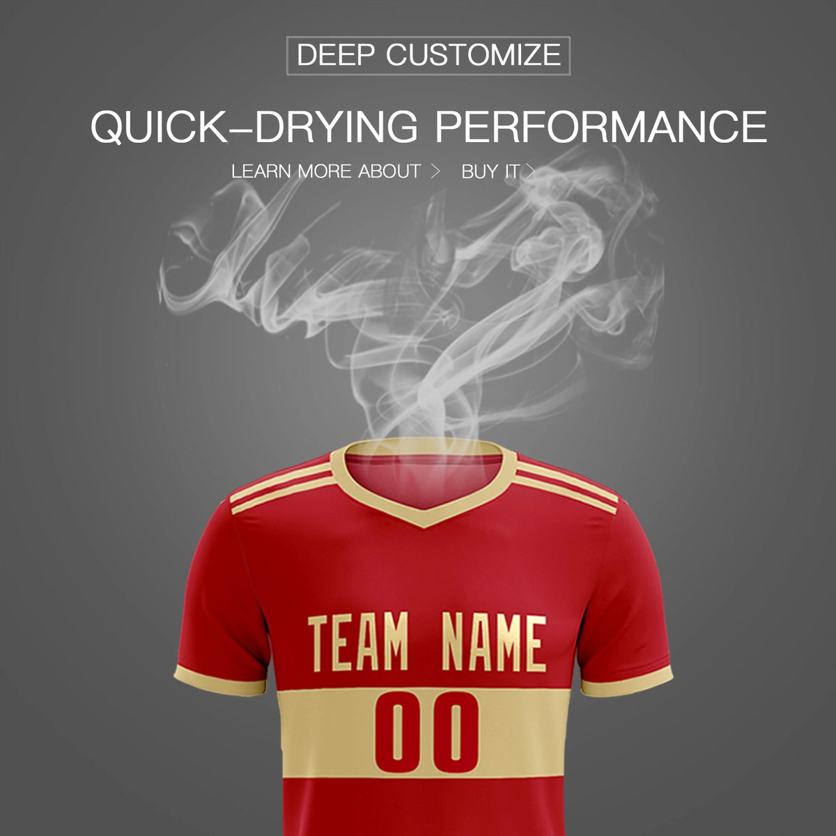 Custom Red Khaki Breathable Soccer Sets Jersey