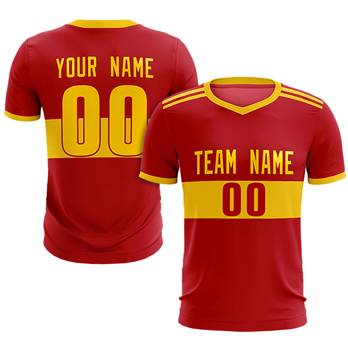 Custom Red Gold01 Breathable Soccer Sets Jersey