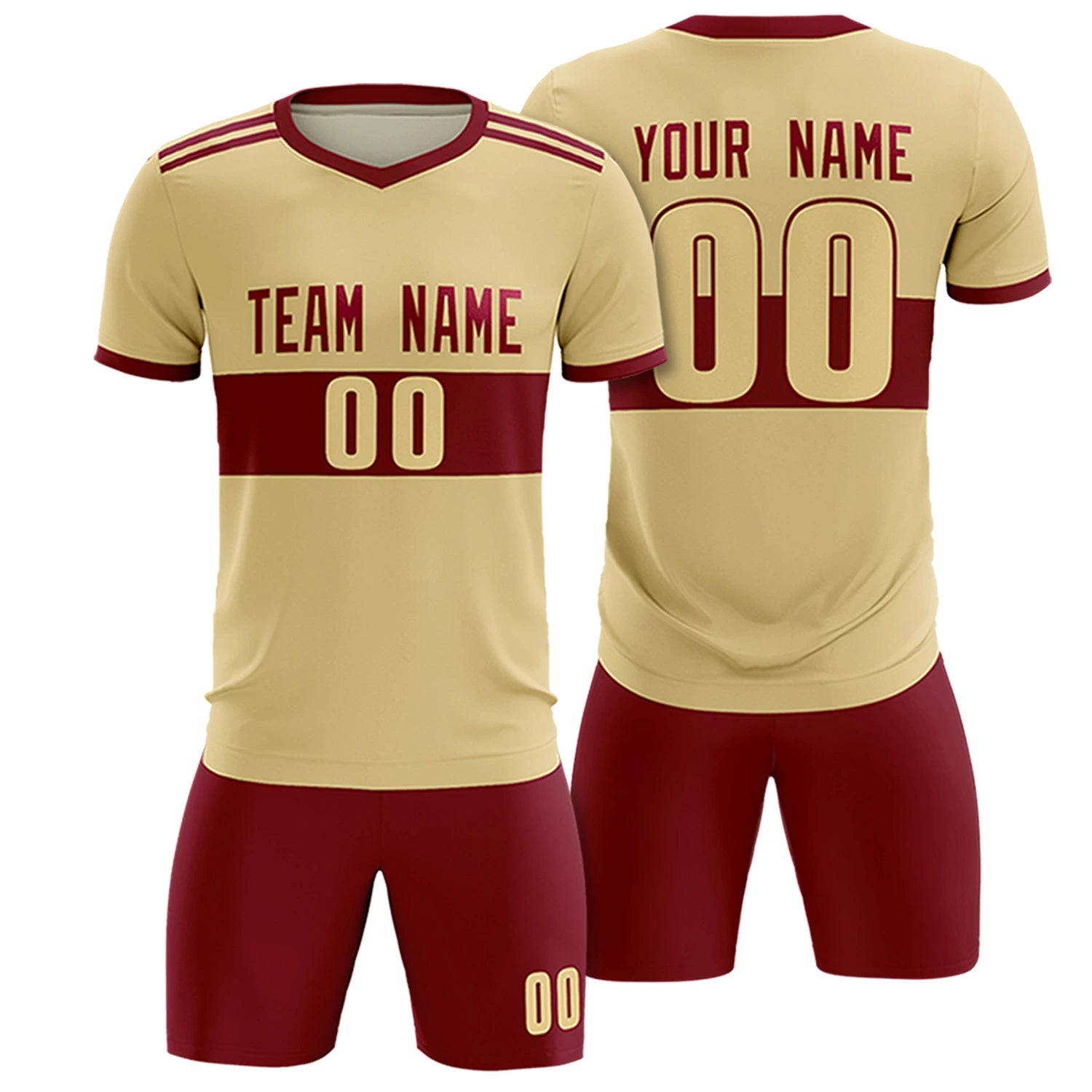 Custom Khaki Crimson Breathable Soccer Sets Jersey