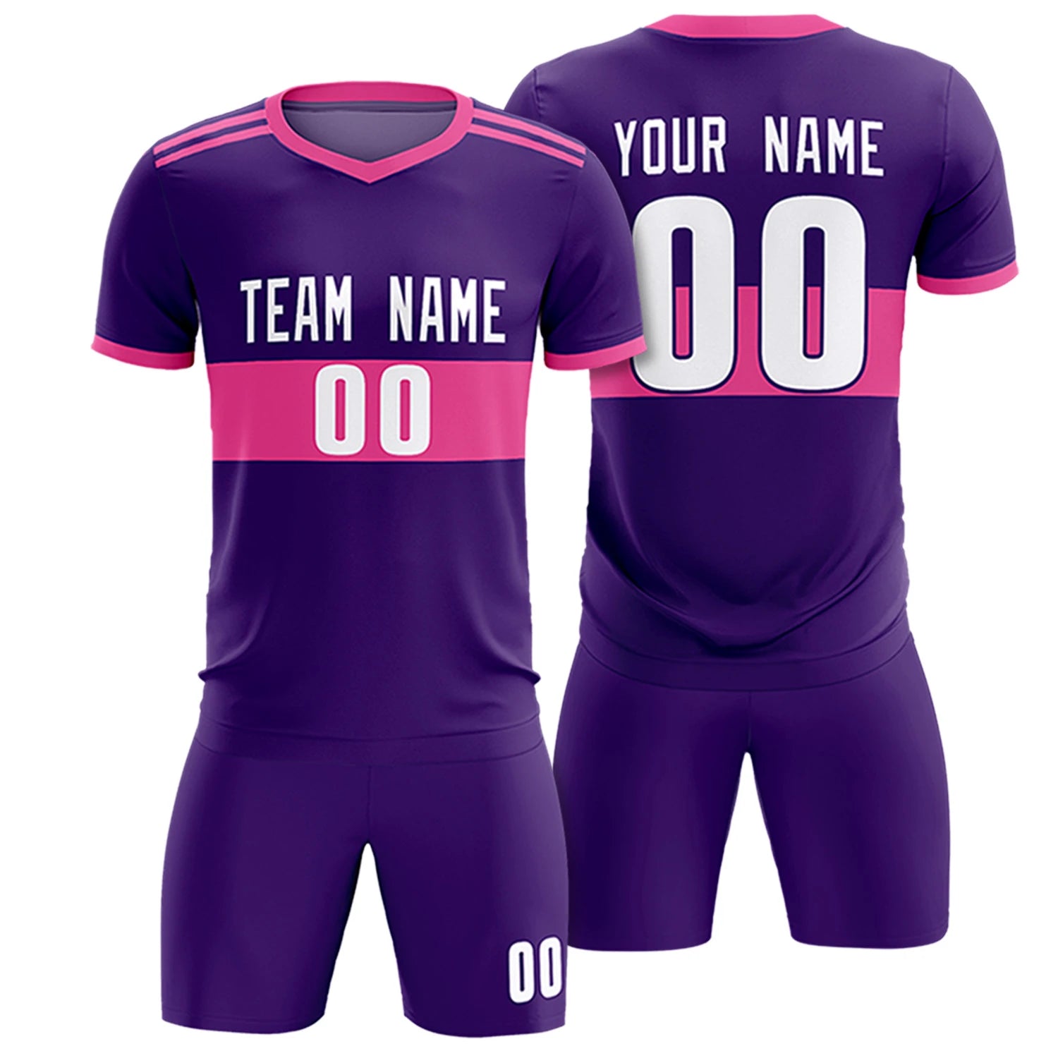 Custom Purple Pink Breathable Soccer Sets Jersey