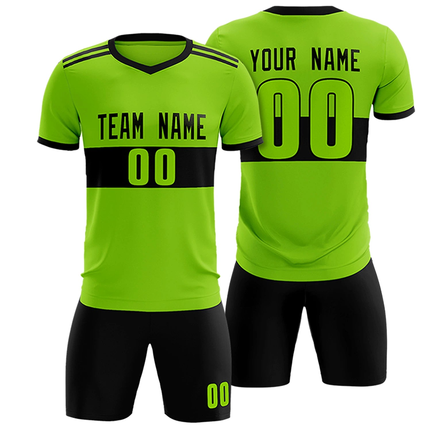 Custom Neon Green-Black Breathable Soccer Sets Jersey