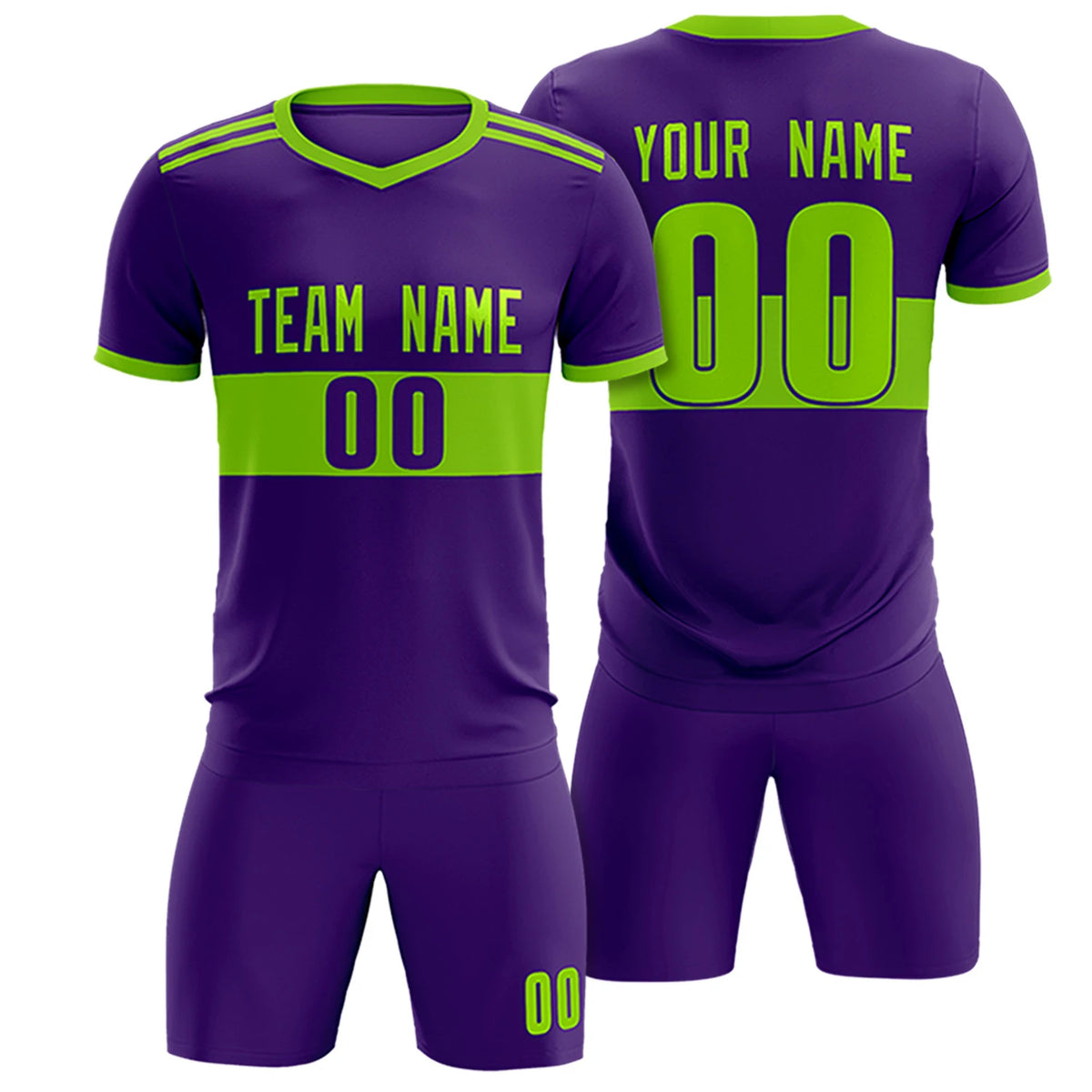 Custom Purple-Neon Green Breathable Soccer Sets Jersey