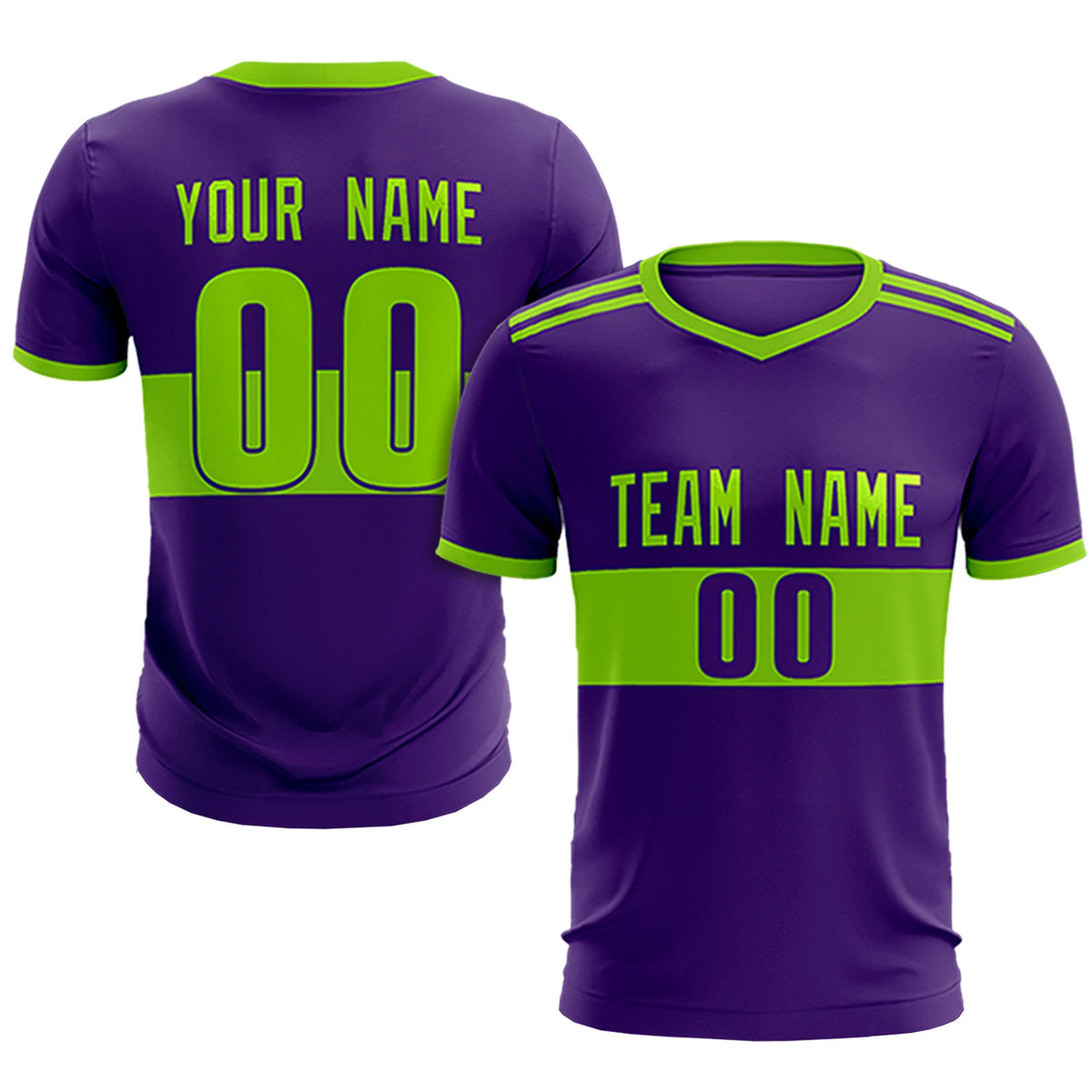 Custom Purple-Neon Green Breathable Soccer Sets Jersey