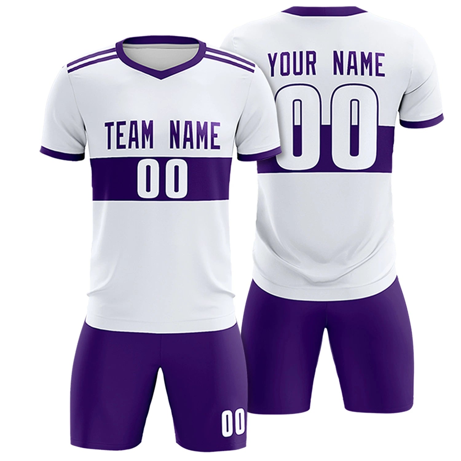 Custom White Purple Breathable Soccer Sets Jersey