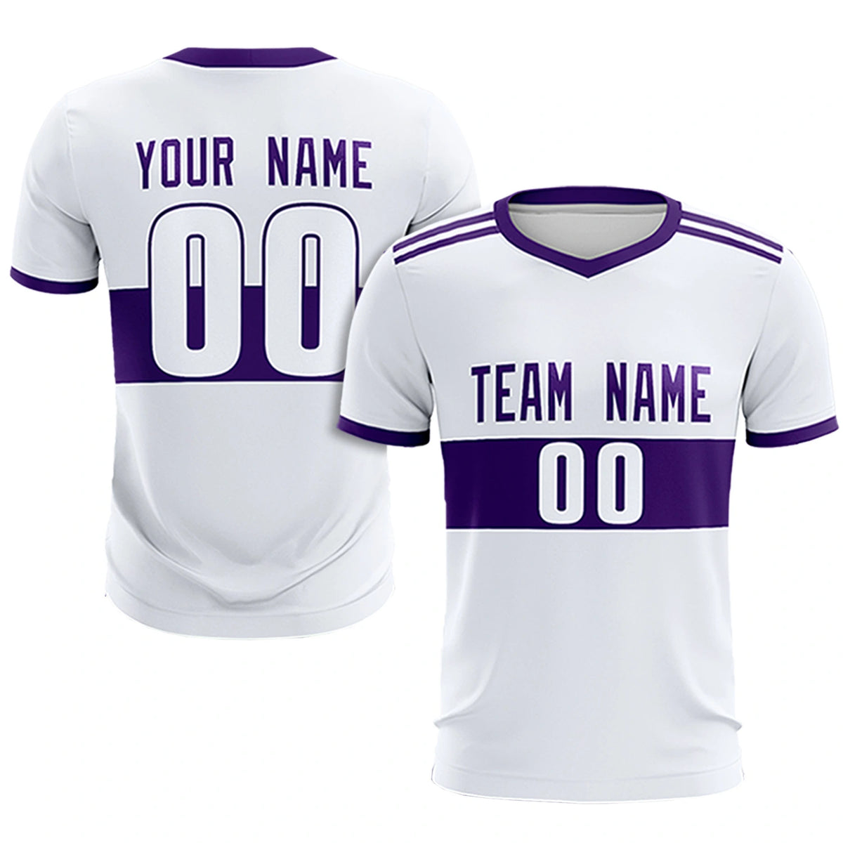 Custom White Purple Breathable Soccer Sets Jersey