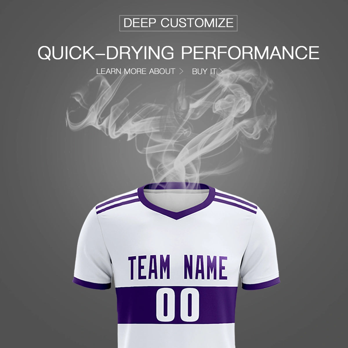 Custom White Purple Breathable Soccer Sets Jersey