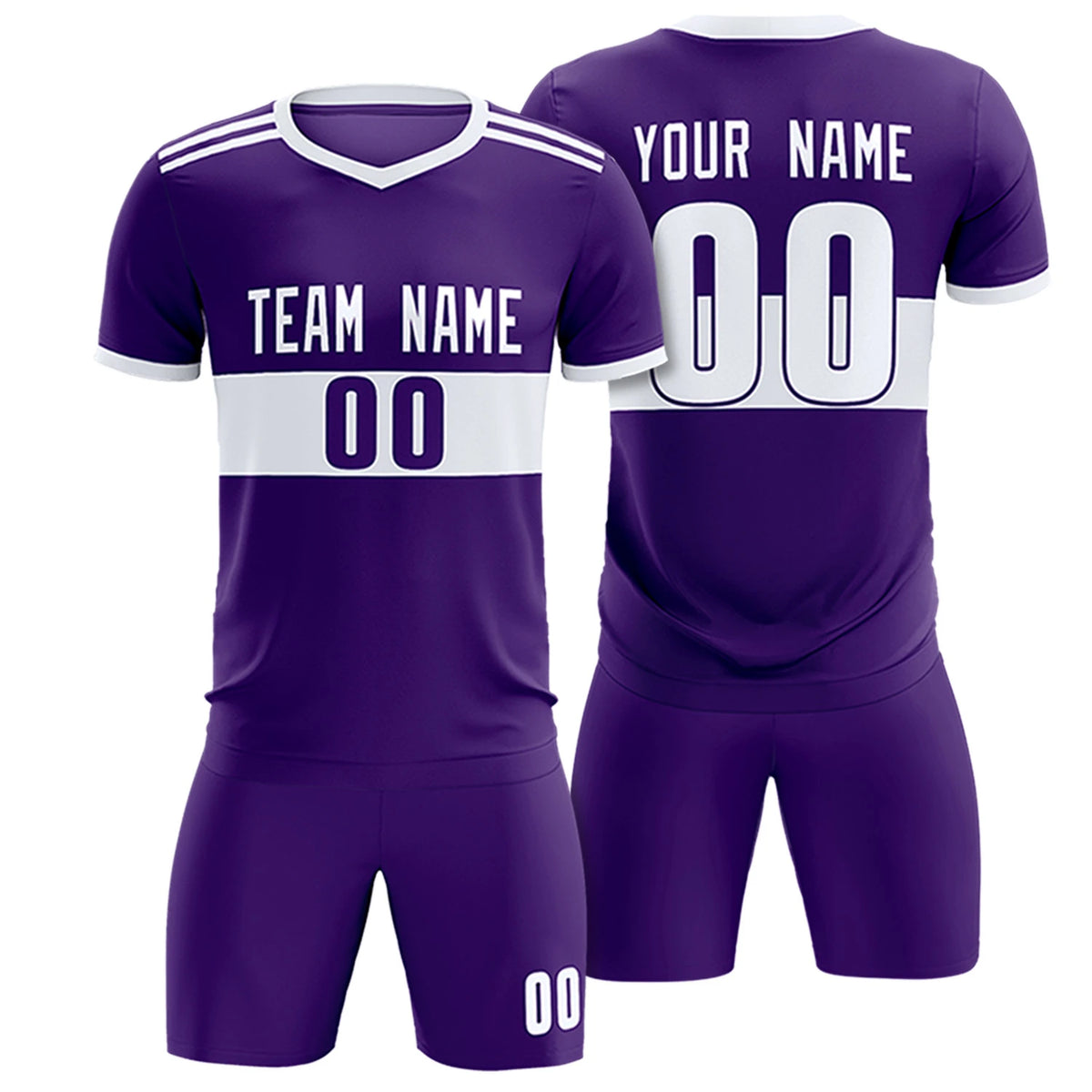 Custom Purple White Breathable Soccer Sets Jersey