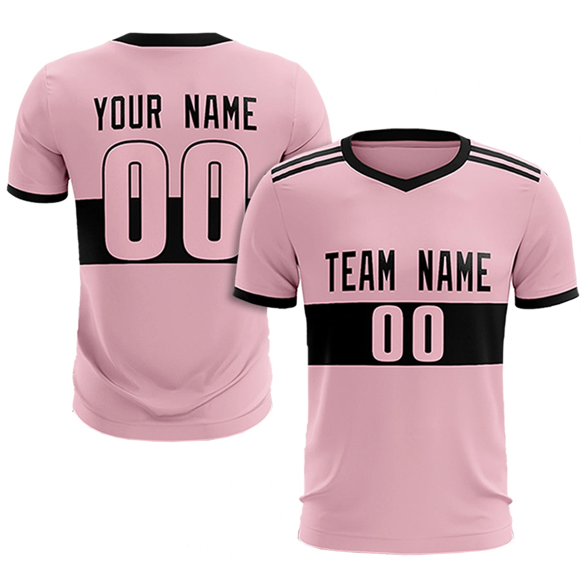 Custom Light Pink-Black Breathable Soccer Sets Jersey