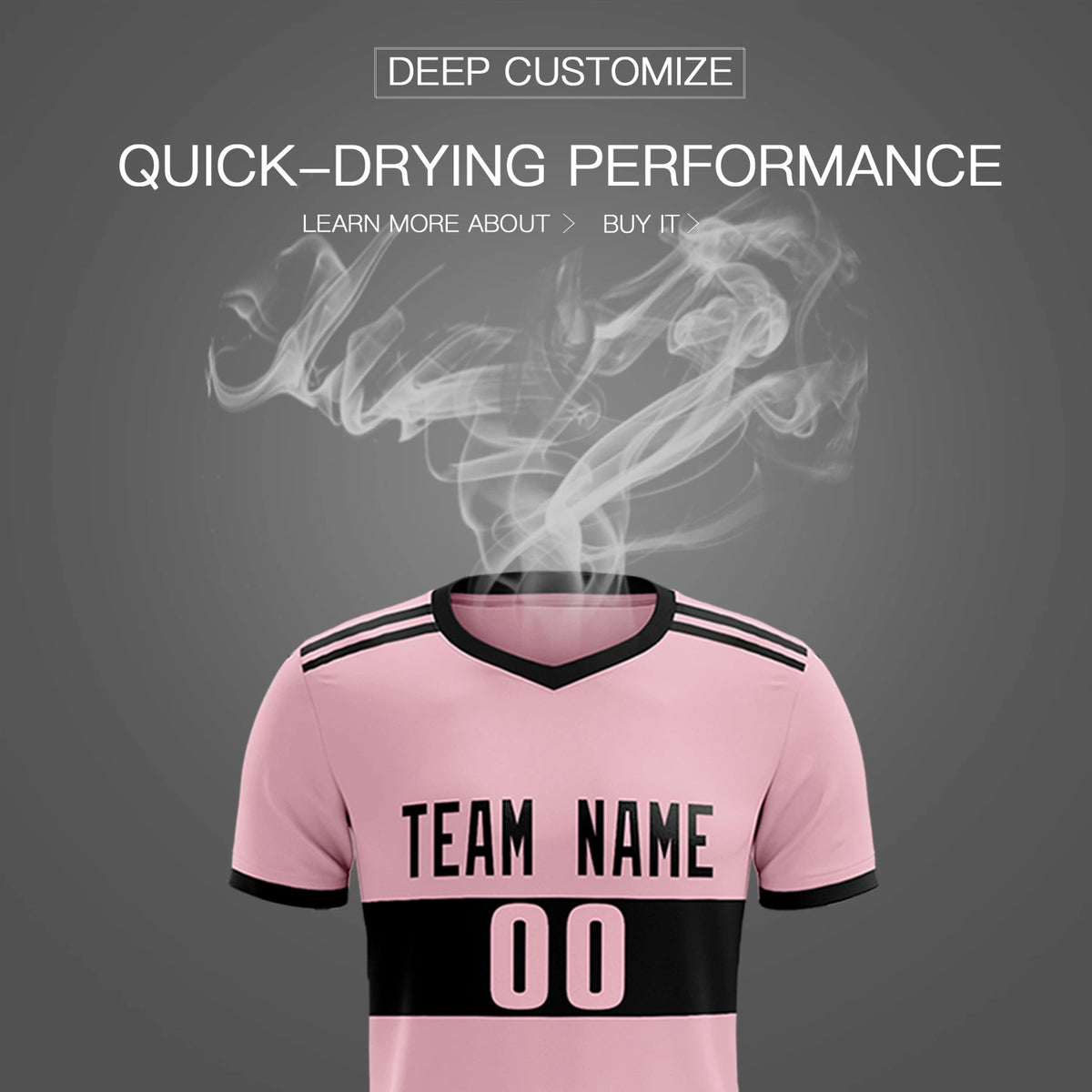 Custom Light Pink-Black Breathable Soccer Sets Jersey
