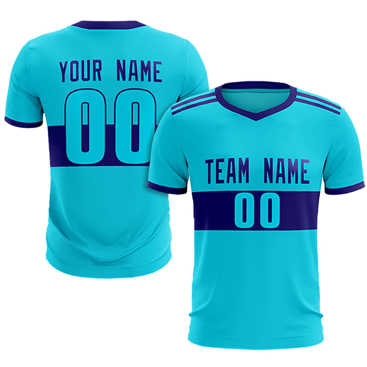 Custom Sky Blue-Black Breathable Soccer Sets Jersey