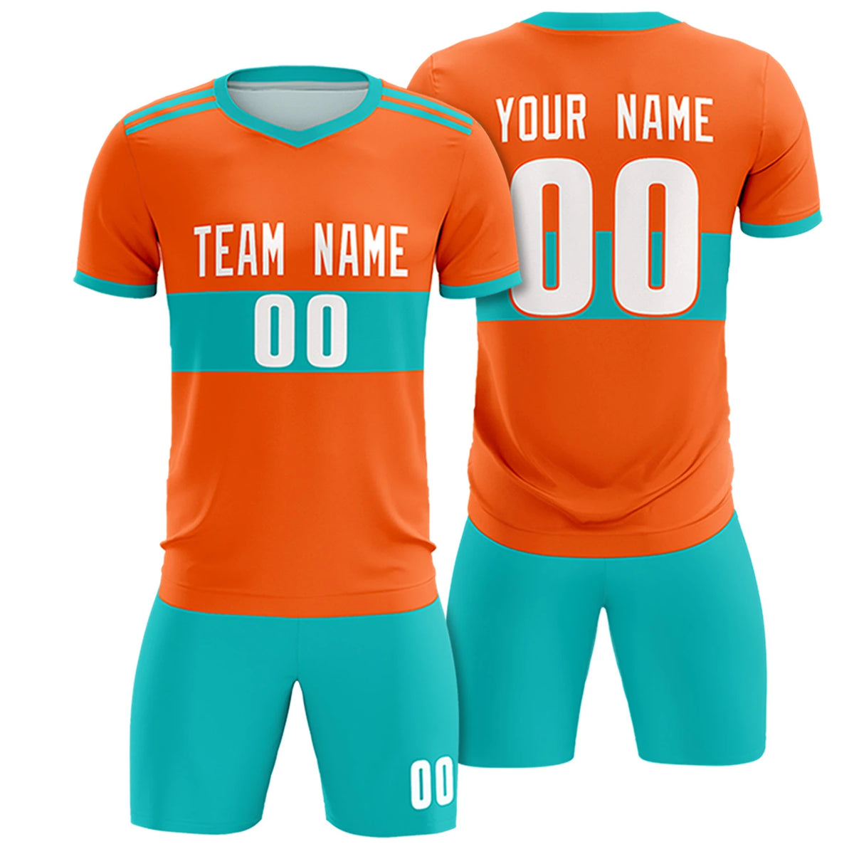 Custom Orange-Bright Green Breathable Soccer Sets Jersey