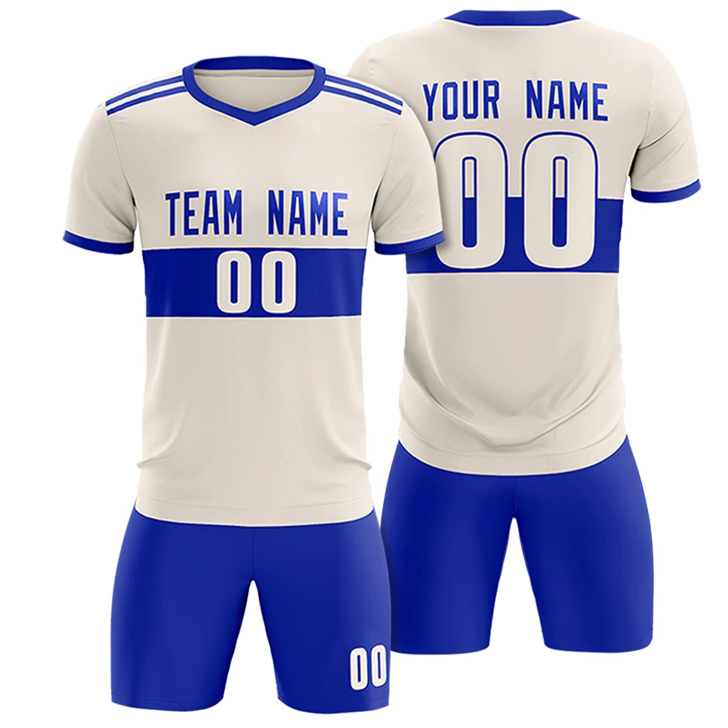 Custom Khaki-Royal Blue Breathable Soccer Sets Jersey