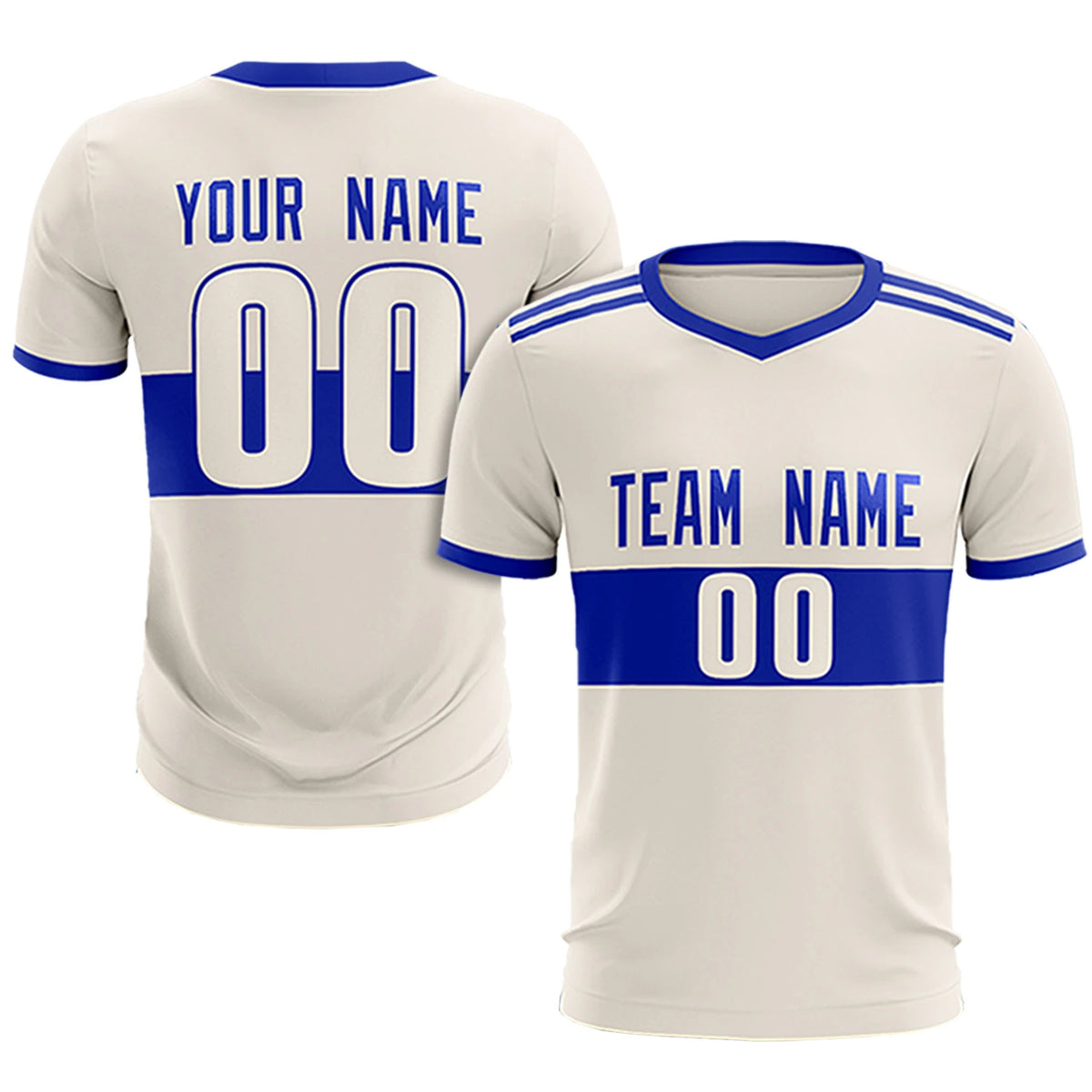 Custom Khaki-Royal Blue Breathable Soccer Sets Jersey