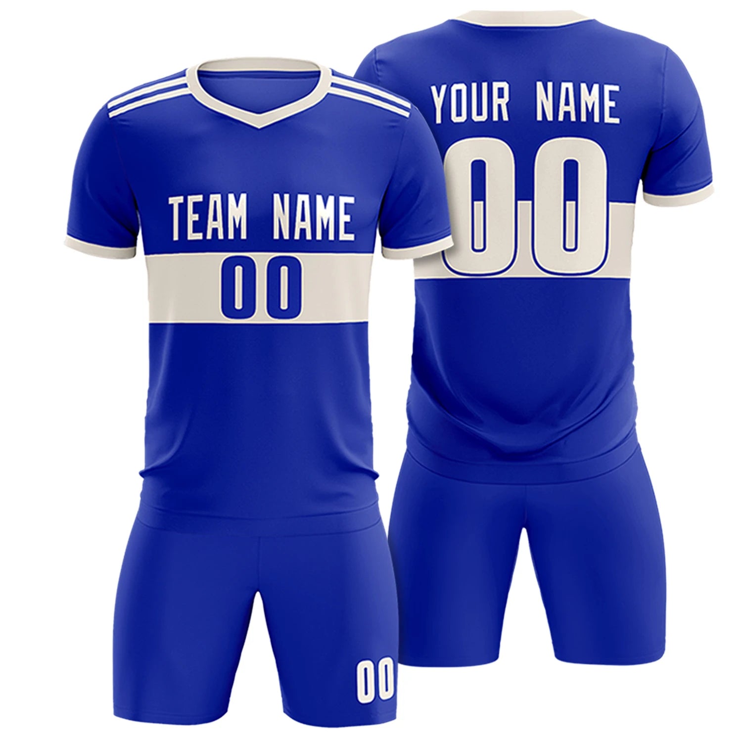 Custom Royal Blue-Khaki Breathable Soccer Sets Jersey