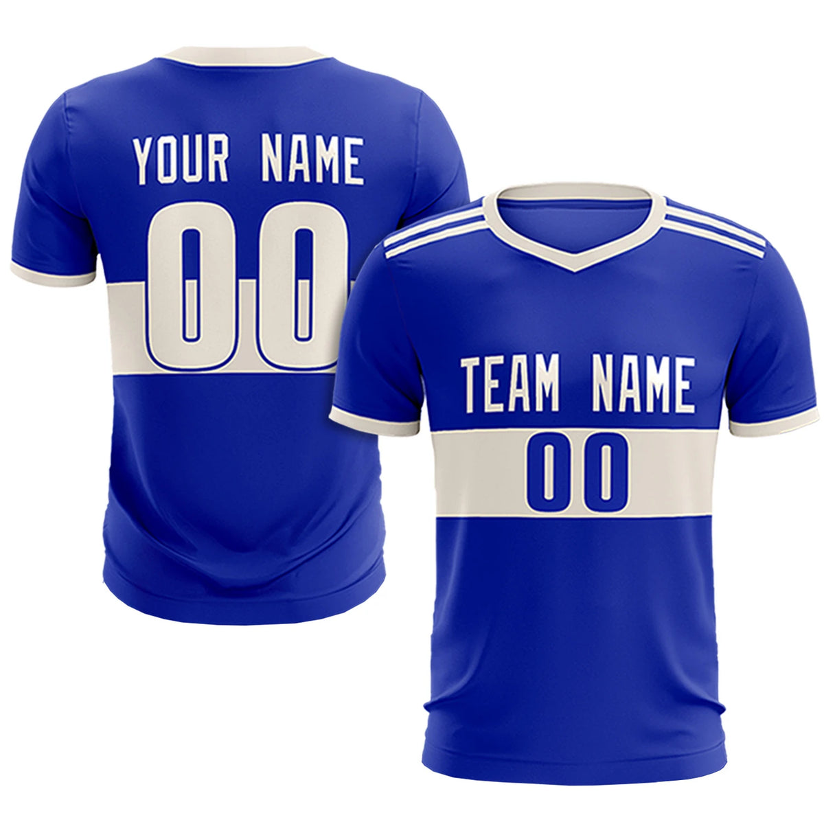 Custom Royal Blue-Khaki Breathable Soccer Sets Jersey