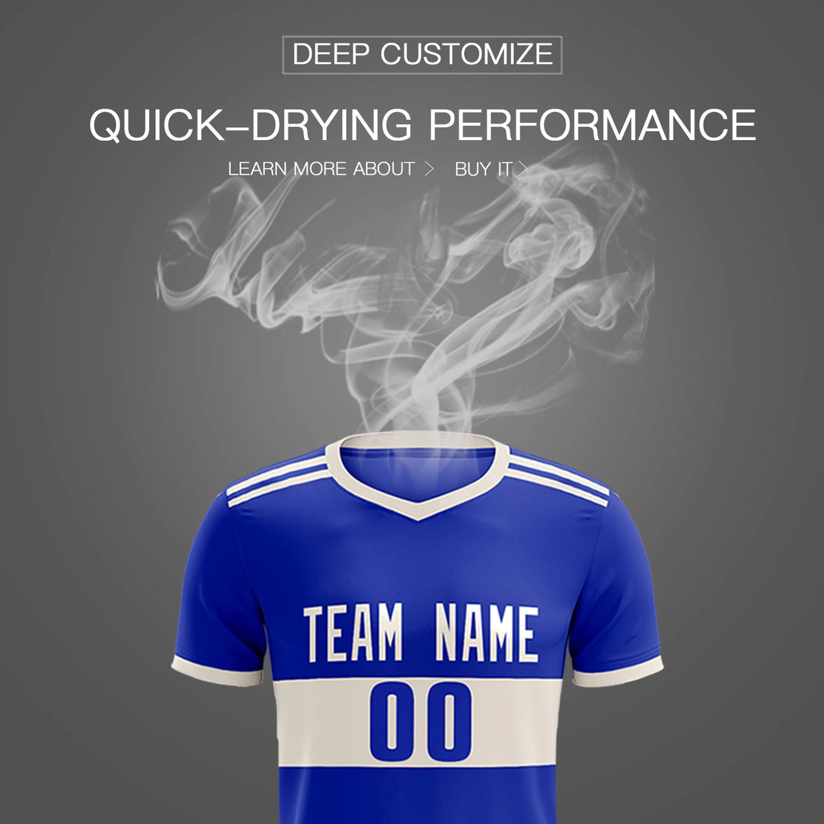 Custom Royal Blue-Khaki Breathable Soccer Sets Jersey