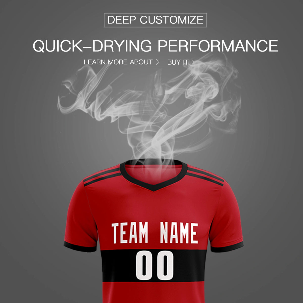 Custom Red Black Breathable Soccer Sets Jersey