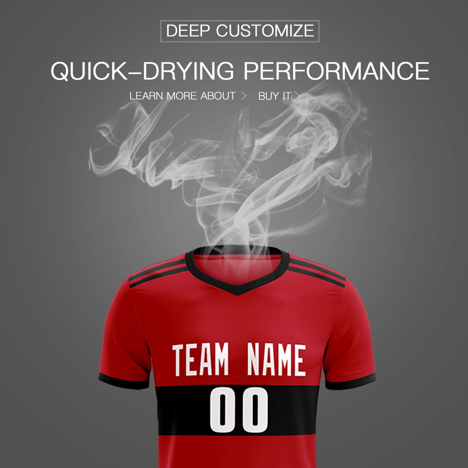 Custom Red Black Breathable Soccer Sets Jersey
