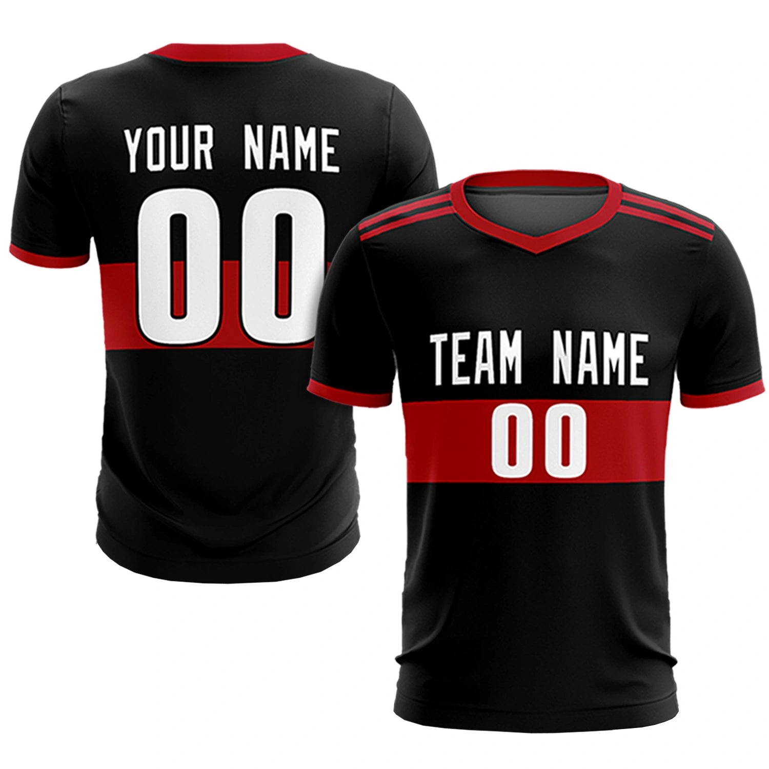 Custom Black Black Breathable Soccer Sets Jersey