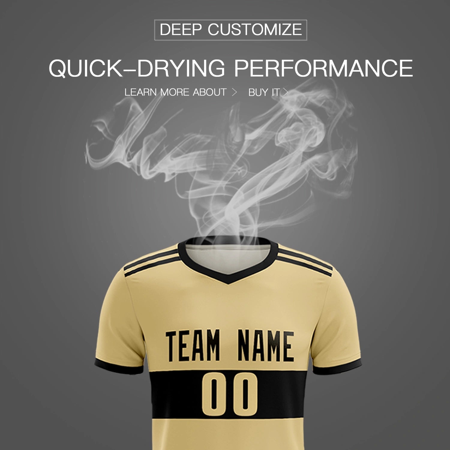 Custom Khaki Black Breathable Soccer Sets Jersey