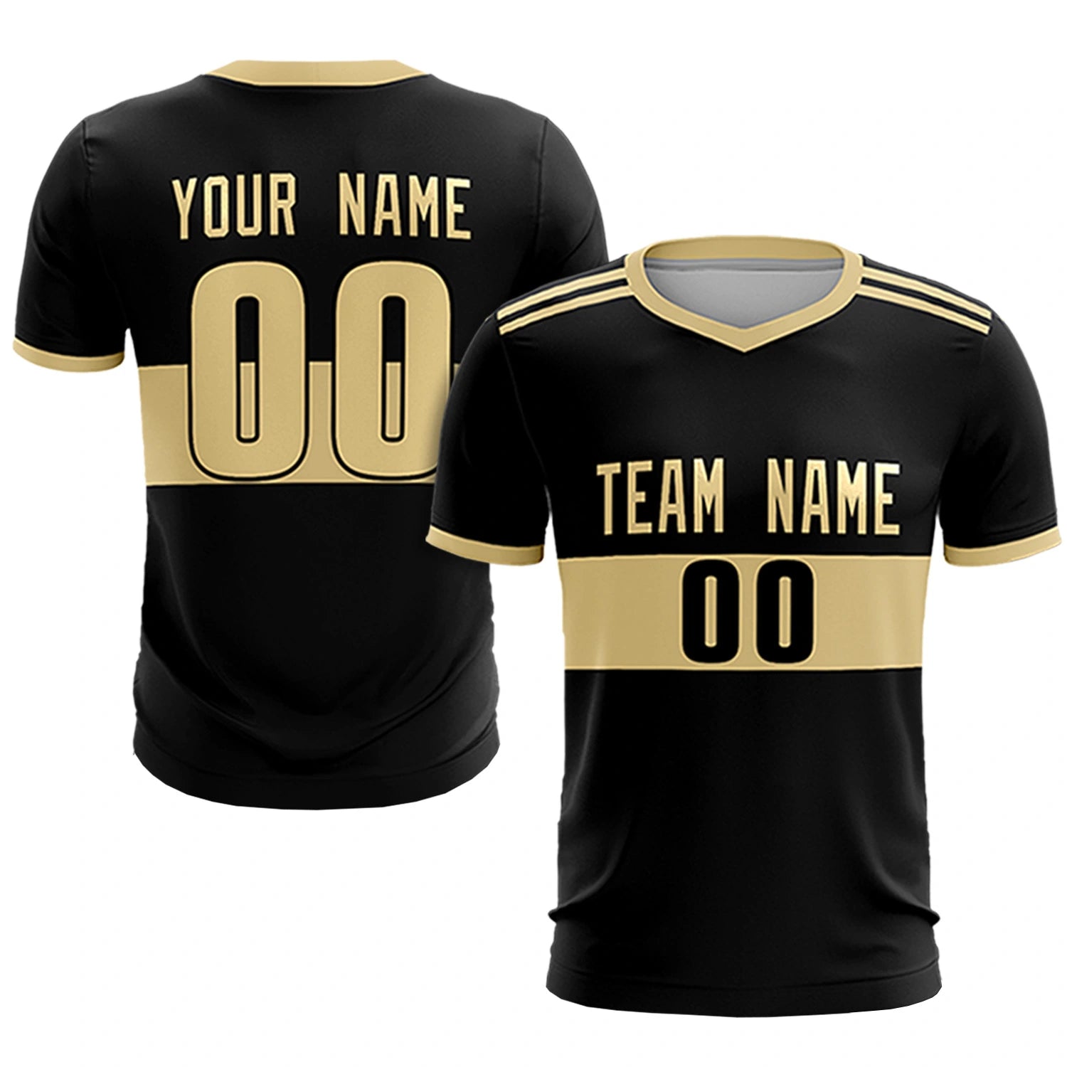 Custom Black Khaki Breathable Soccer Sets Jersey