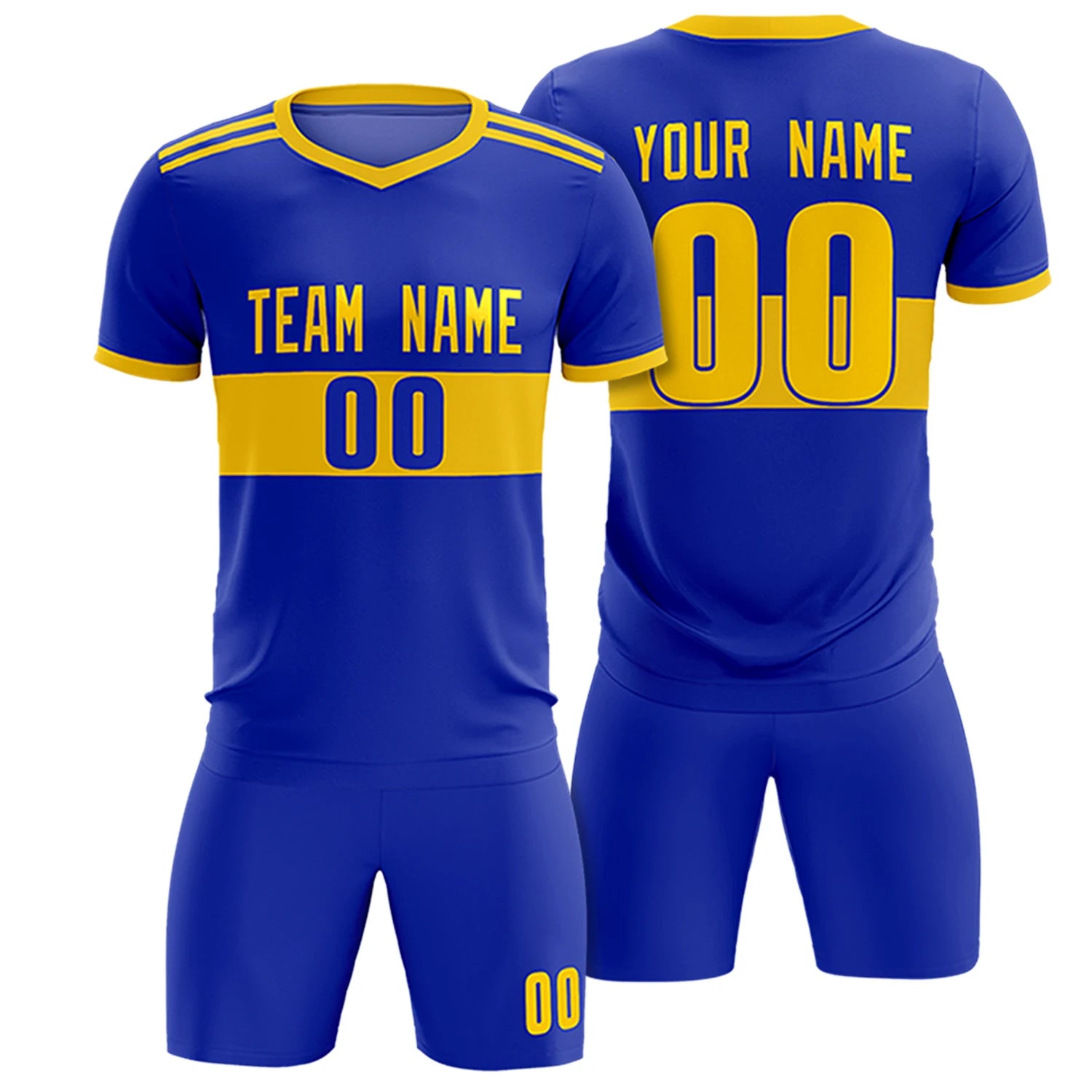 Custom Royal Blue-Gold 01 Breathable Soccer Sets Jersey