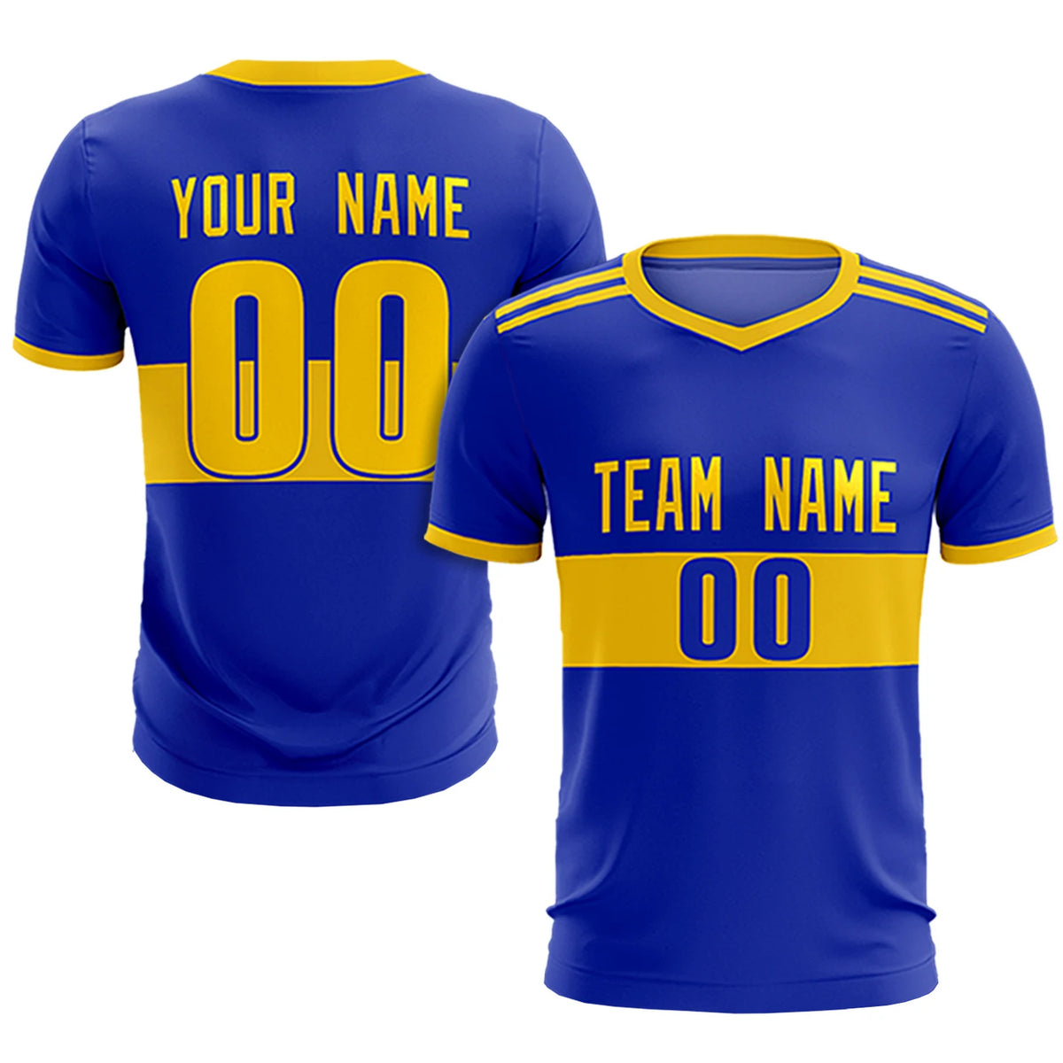 Custom Royal Blue-Gold 01 Breathable Soccer Sets Jersey
