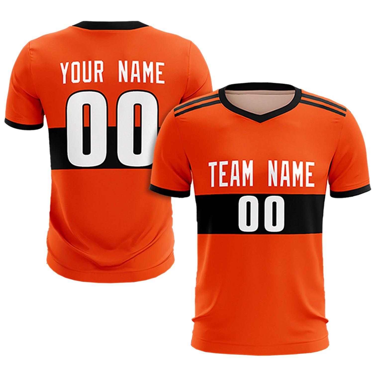 Custom Orange Black Breathable Soccer Sets Jersey