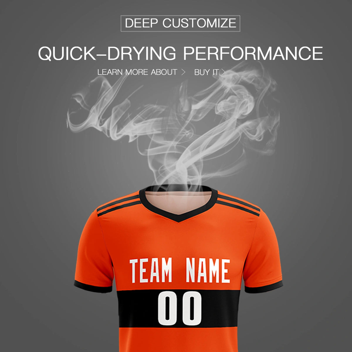 Custom Orange Black Breathable Soccer Sets Jersey