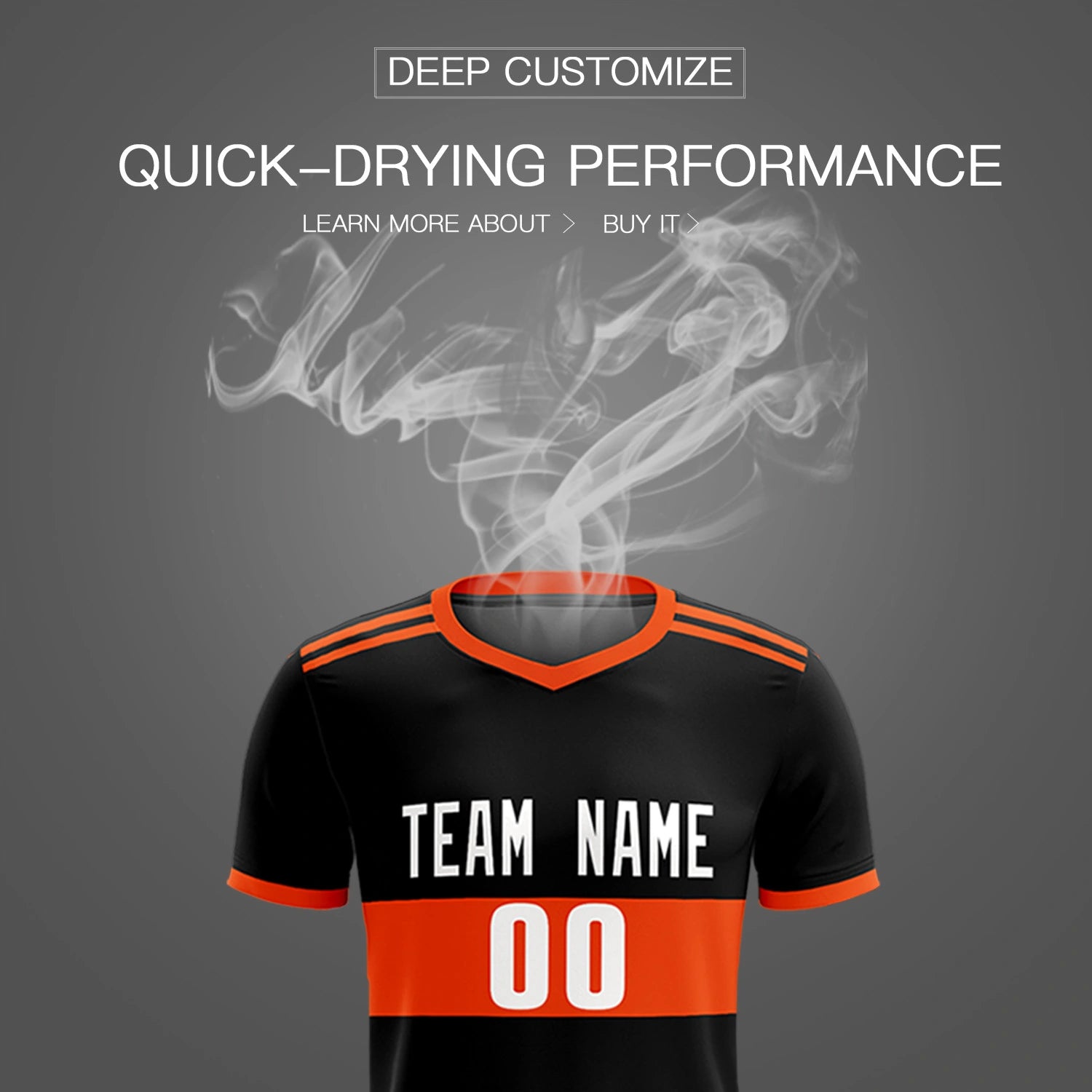 Custom Black Orange Breathable Soccer Sets Jersey