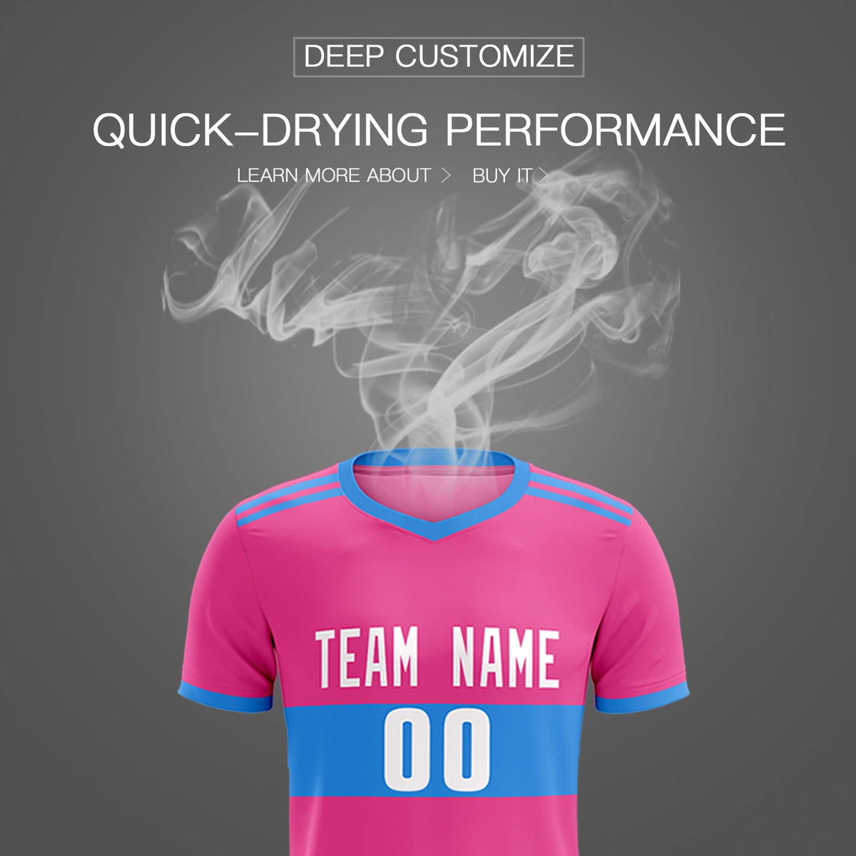 Custom Pink-Powder Blue Breathable Soccer Sets Jersey
