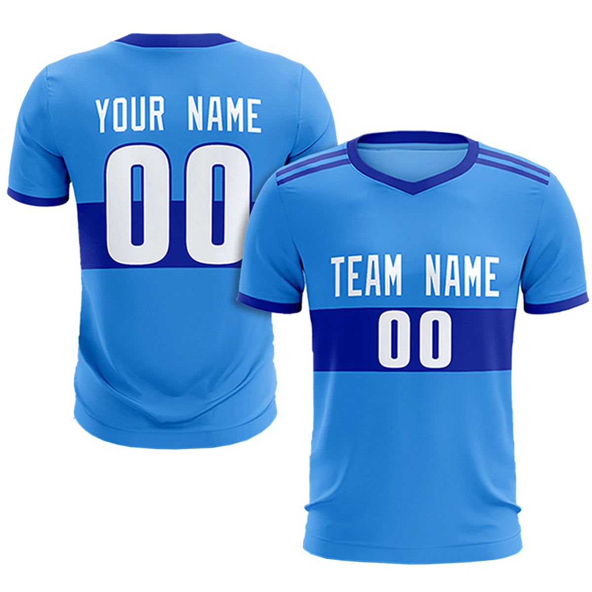 Custom Powder Blue-Royal Blue Breathable Soccer Sets Jersey