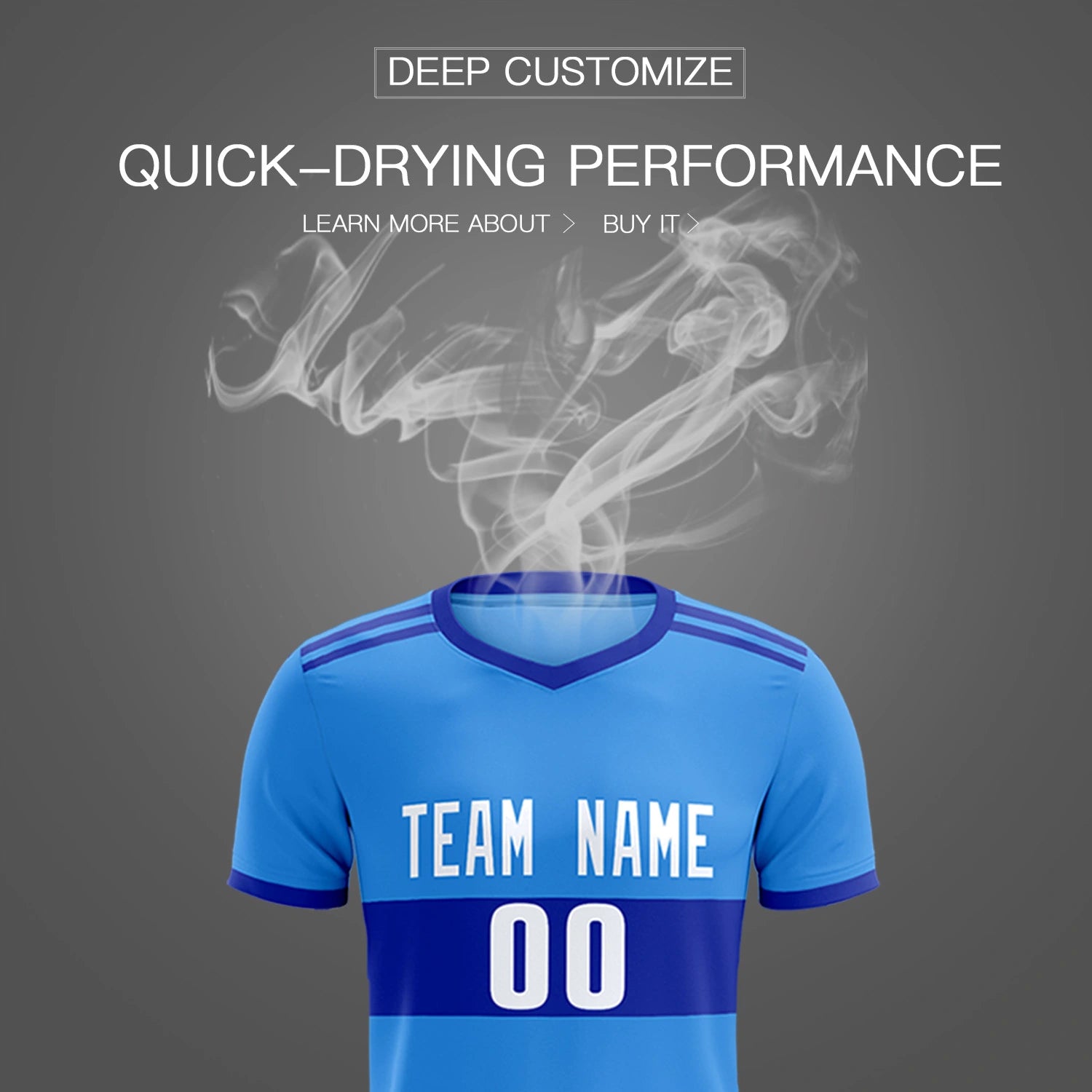 Custom Powder Blue-Royal Blue Breathable Soccer Sets Jersey
