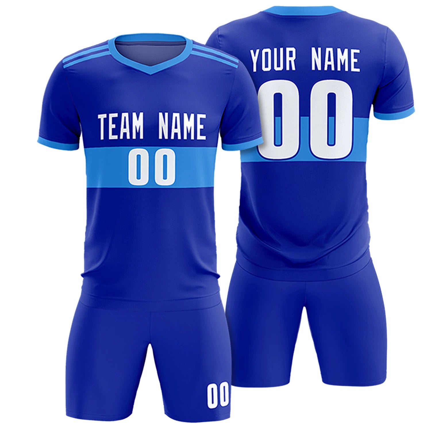 Custom Royal Blue-Powder Blue Breathable Soccer Sets Jersey
